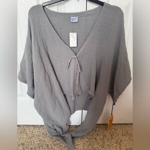 Oh My Gauze! Siesta 2 Nickel Gray Top New Cotton L/XL Pullover Jacket